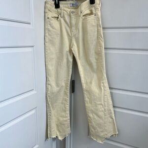 etica Micki Crop Flare Jeans in Yellow Size 26